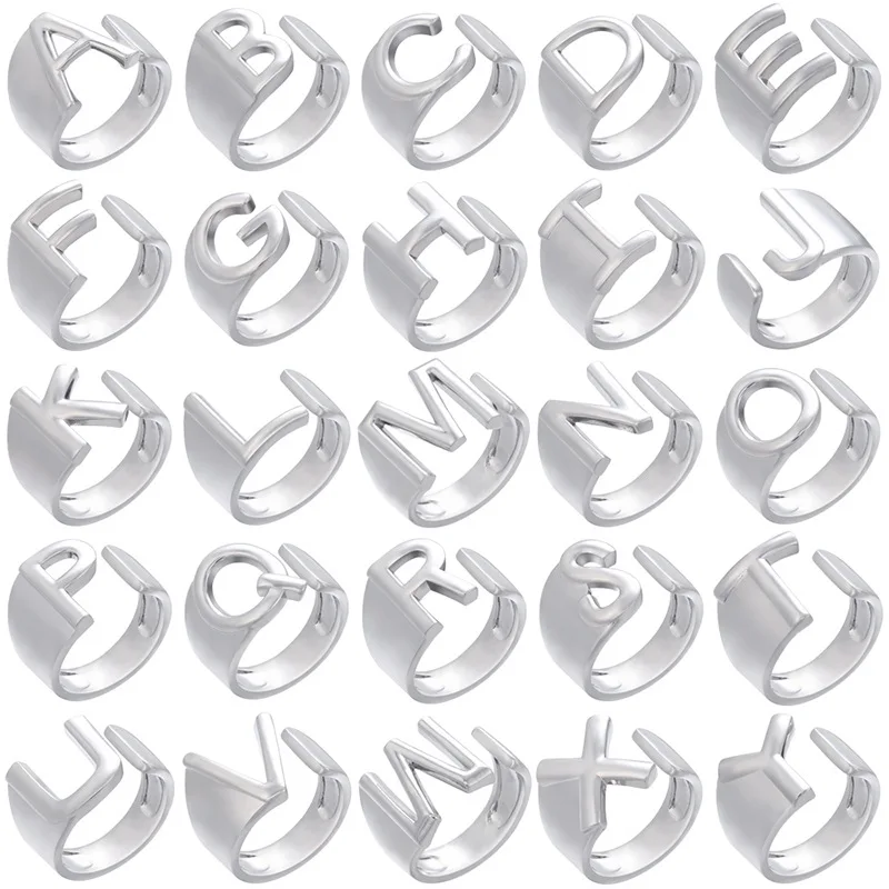 KDC1376 wholesale fashion silver plated letter finger rings jewelry women
