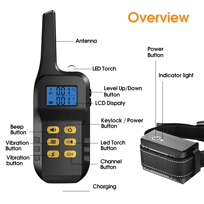 Dual 2 In 1 Remote Dog Training Collar And Electric Beeper Shock Dog Collar Control Electric Dog Training Collar