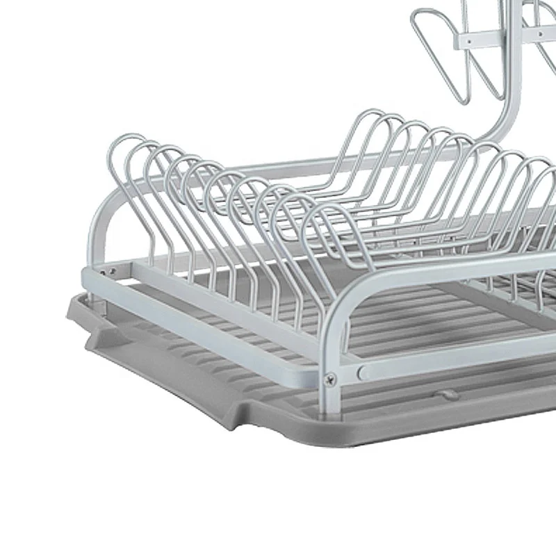 2 tier cabinet capacity storage and simple human kitchen dish drainer dish drying rack aluminium with cutlery cup