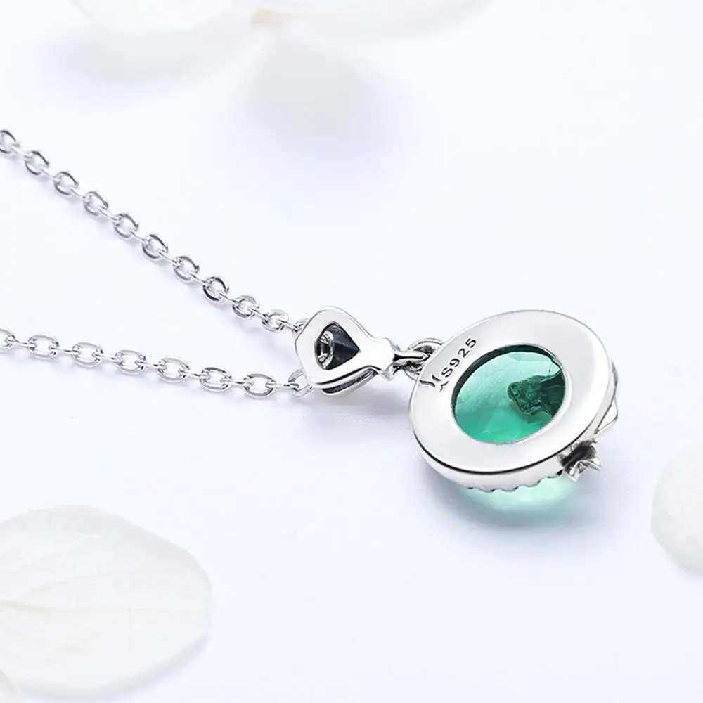 Mermaid Love S925 Sterling Silver Inlaid Round Glass Necklace Stud Earrings Beaded Jewelry Set