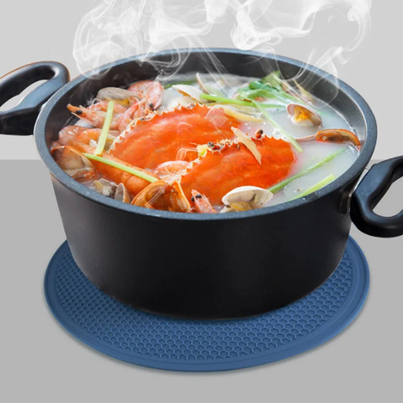 Popular Large Size Non-slip Waterproof Silicone Pad Round Silicone Heat Insulation Pot Pan Pad