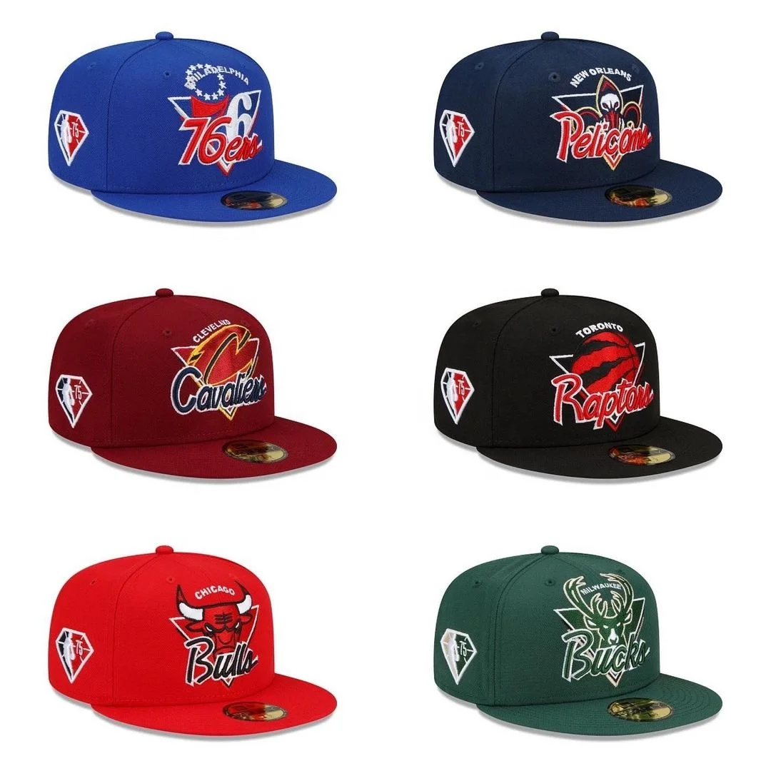 Wholesale Sports Caps 3D embroidery Custom Logo Flat Brim New style gorras era fitted hat  Snapback Basketball Hats For Men