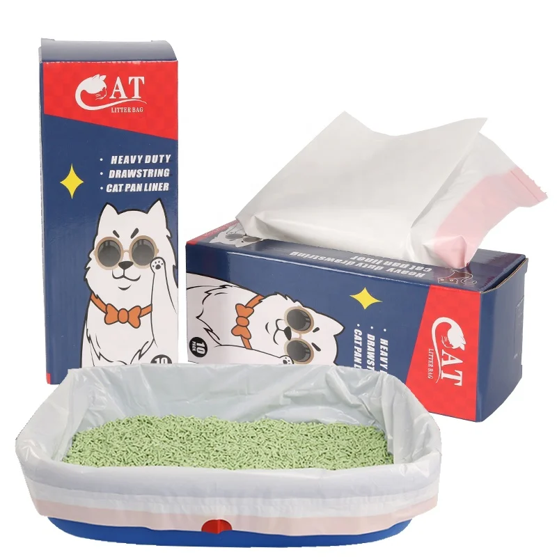 Custom drawstring cat disposable litter bag,cat  litter box lined with waste bag