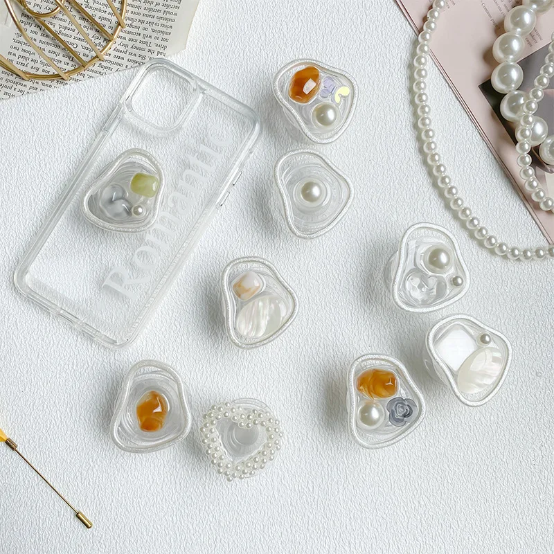 factory price korean trendy hot selling foldable pearl marble top mobile phone stand holder