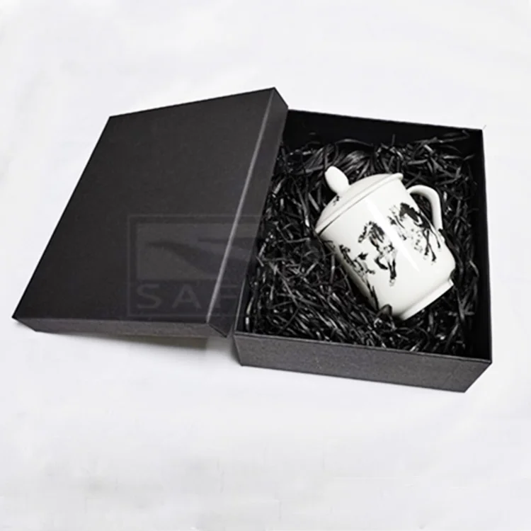 
Matte Black Paper Cardboard Boxes with Lid Mug Packaging Small Custom Gift Box for Christmas Festive Packaging Recyclable Accept 