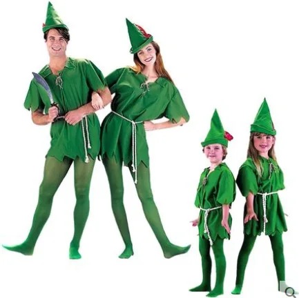 Cosplay Halloween Green Elf Robin Hood Costume Adult And Children Peter Pan Green Man Peter Pan Costume