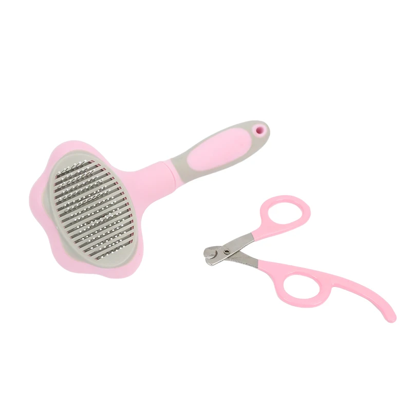 New Arrival 2pcs/set Dog Grooming Set Dog Paw Scissors Pet Hair Remover Brush Pet Grooming Kit
