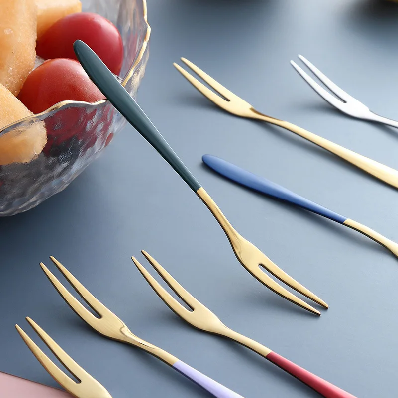 Fruit fork set stainless steel ins Nordic creative fruit stick insert cute European