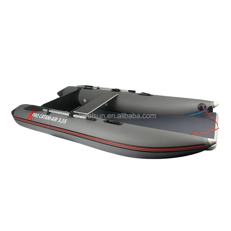 Factory Directly Inflatable 3.35 Dinghy 5 Person Speed Fishing Boat with Air Deck Hull Floor Speed Boat