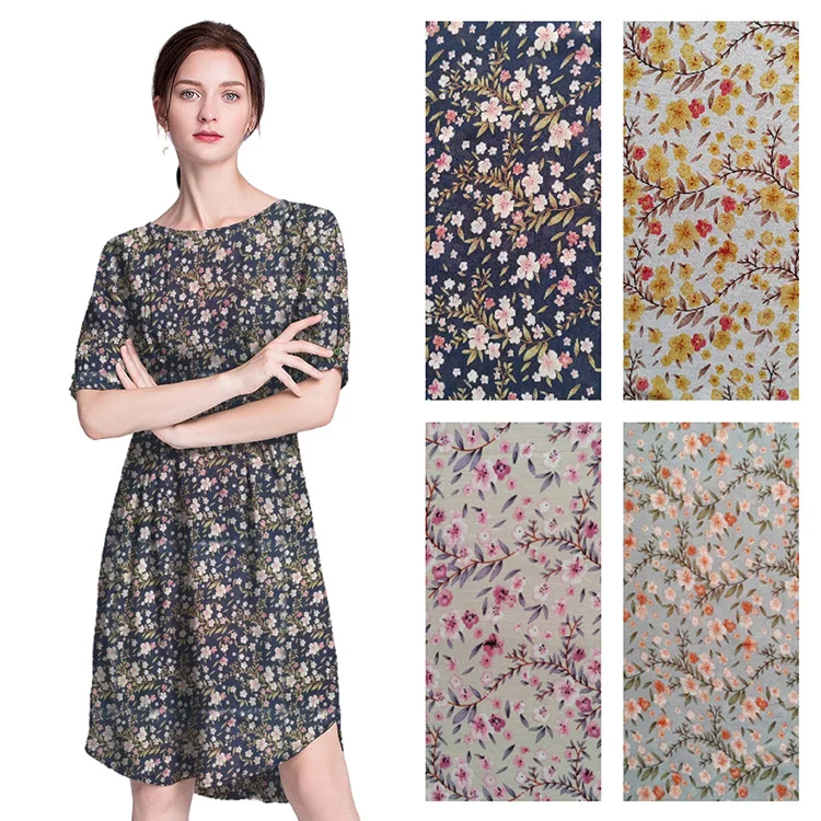 Wholesale Custom 100gsm 120gsm 6 yards Rayon & Viscose & Modal Fabric Like Cotton Floral Print Fabric