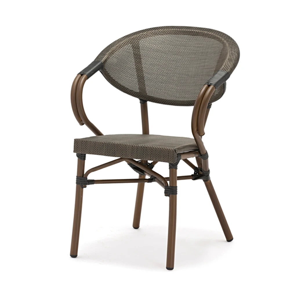 Decor Looking Surface Textilin Outdoor Chair Wicker Chair Hot Selling Alu. Frame in Bamboo Outdoor Table Dining Chair Aluminium