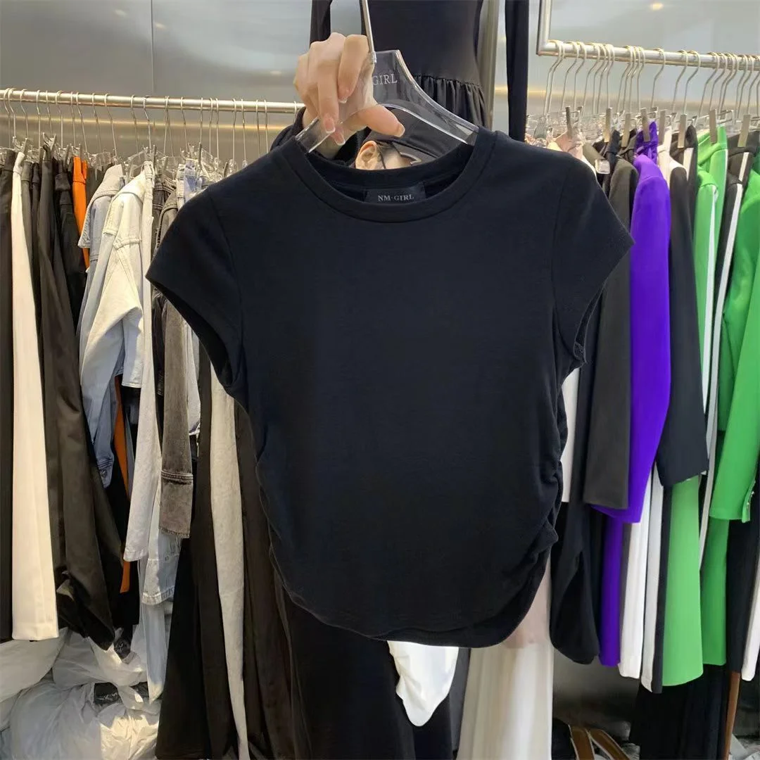 loose short-sleeved blouse Trendy tops for women Crewneck t-shirt