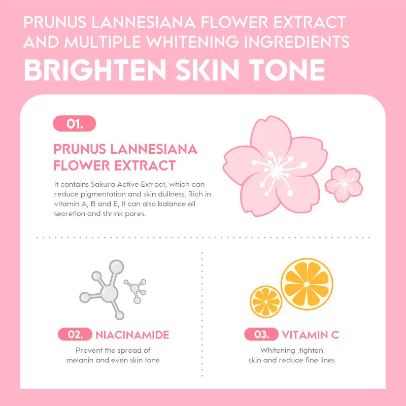 LAIKOU japan sakura essence cream 30g travel tube skin lightening cream for african black skin