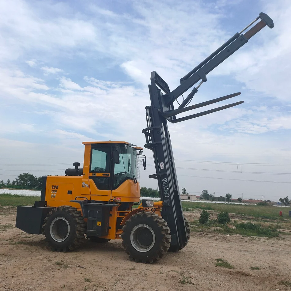 Low price, good quality, heavy forklift for rough terrain, diesel forklift for handling lifting equipment