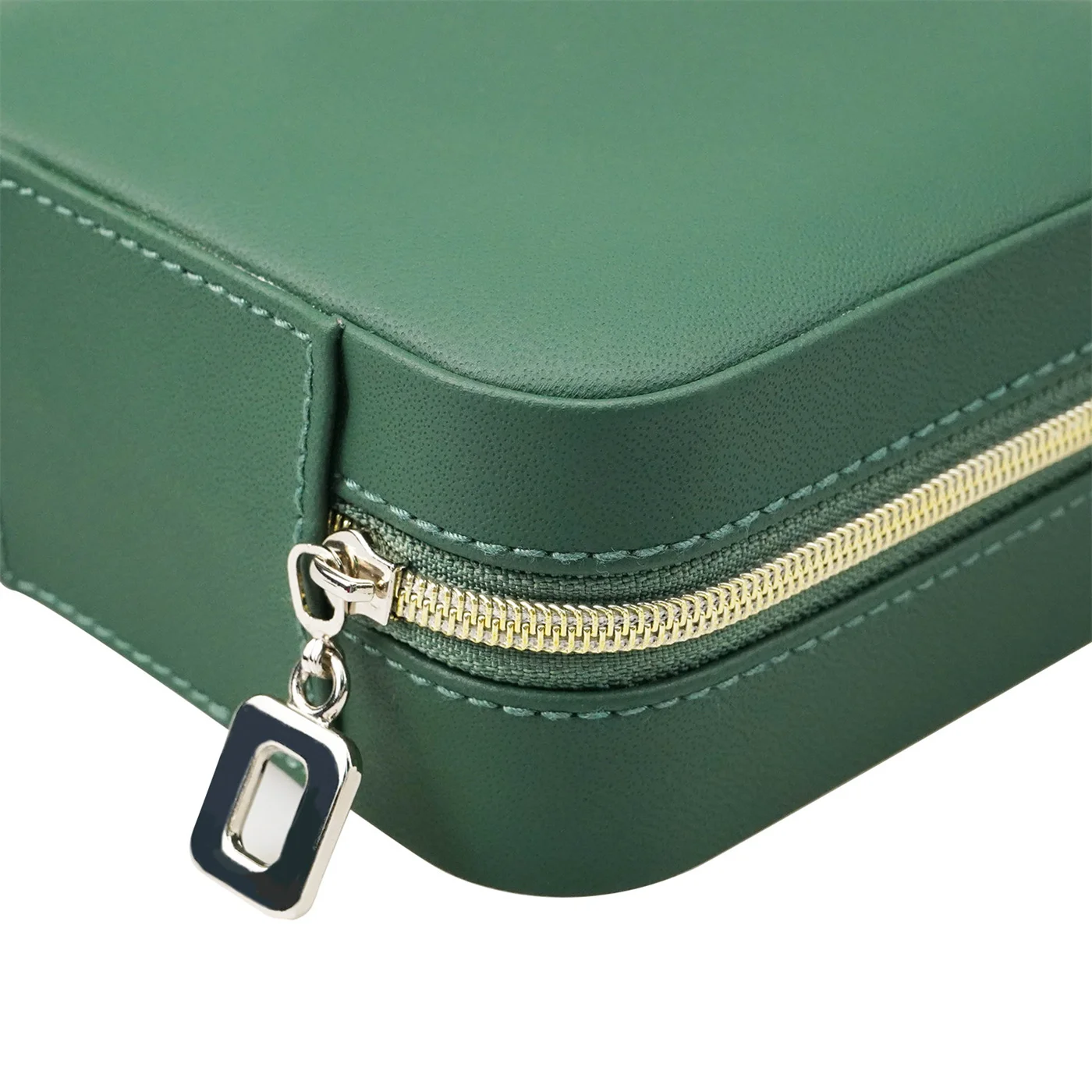 Wholesale custom logo set silk low moq velvet round necklace mini green resin ring light jewelry box with monitor