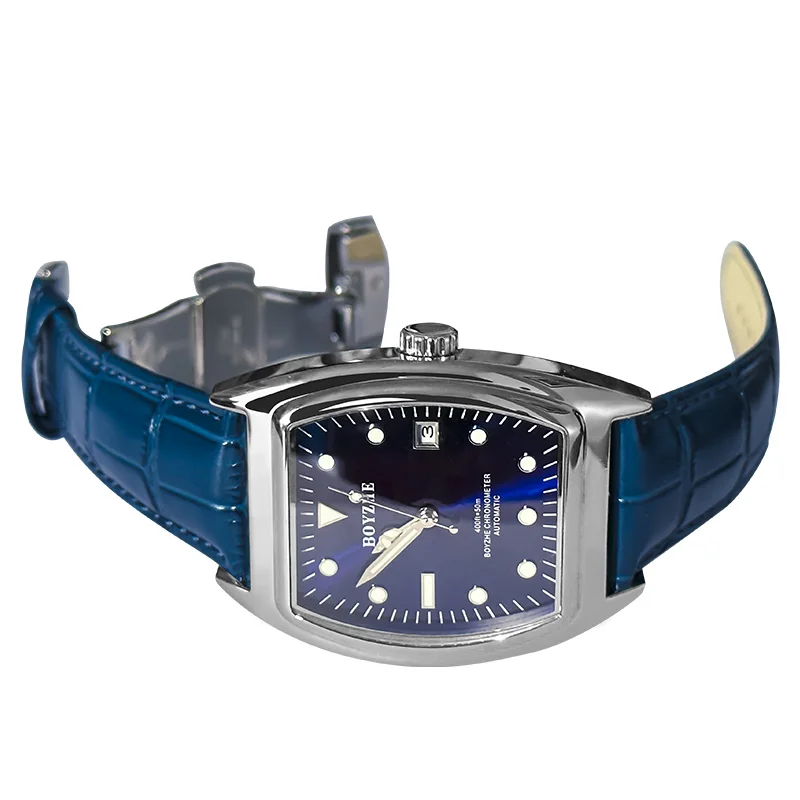 New arrival BOYZHE WL051 stainless steel case leather strap Japan citizen movement mechanical watch for men