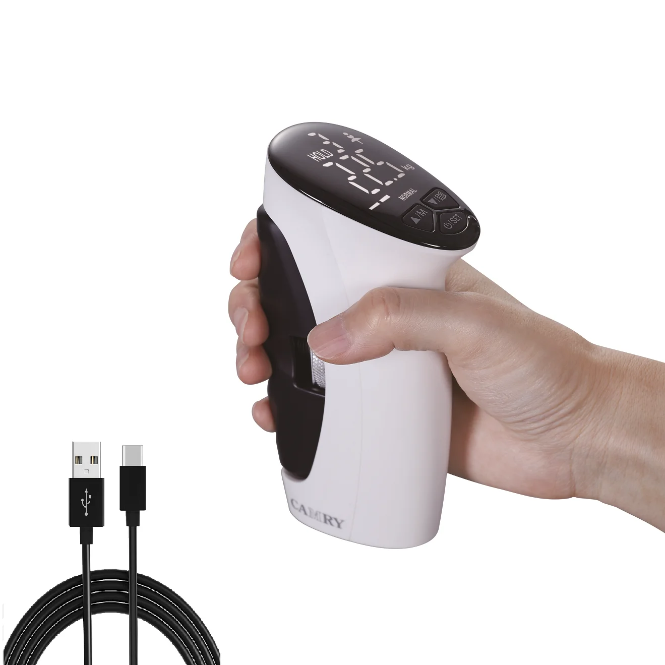 USB Rechargeable Battery Powered 2 in 1 Electronic Hand Gripper Strength Tester 8 Users 90kg Digital Hand Grip Dynamometer