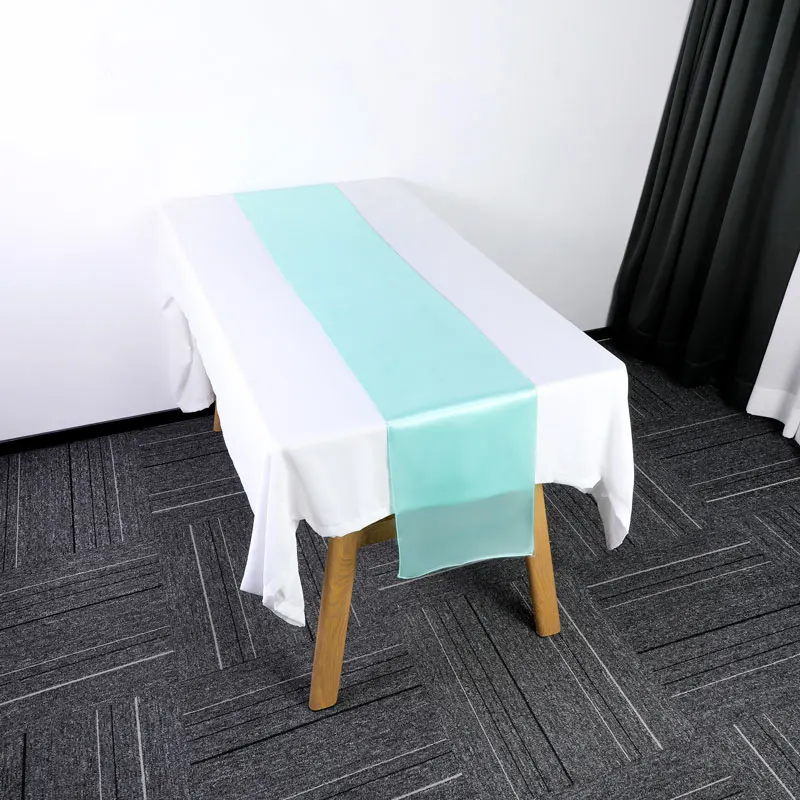 Hotel table linen satin home table runner chair sash decoration table runners for wedding banquet Pattern Type Solid