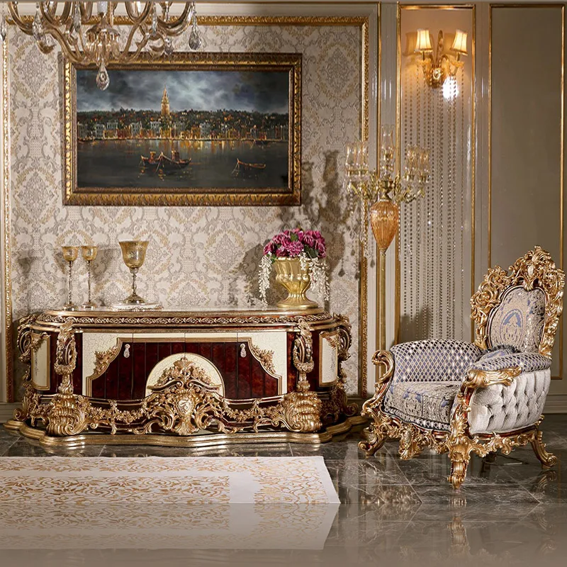  Handmade Carved solid wood TV cabinet luxury furniture French style living room and Bedroom Lockers