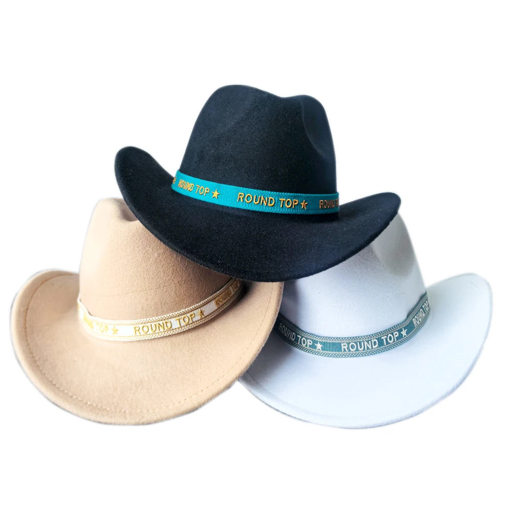 fashion custom designer embroidery logo ribbon cowboy men adjustable hatband hat bands accessories