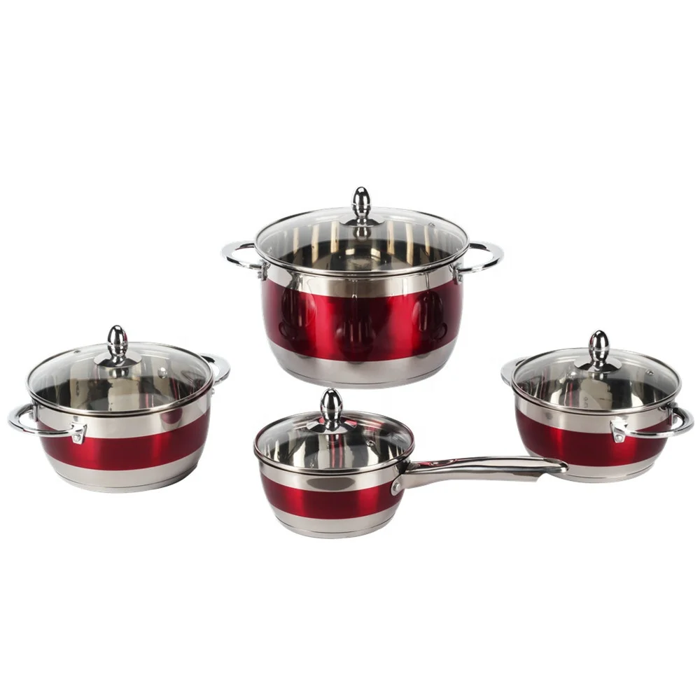 Pot with Lids, Saucepan and Casserole, 8-Piece Stainless Steel Induction Cookware Set