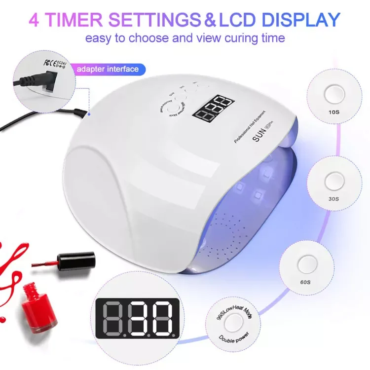 UV LED Nail Lamp 65W Fast Dry Gel Light Nail Dryer Professional Nail Art Tools for Fingernail and Toenail Polish Curing Lamp