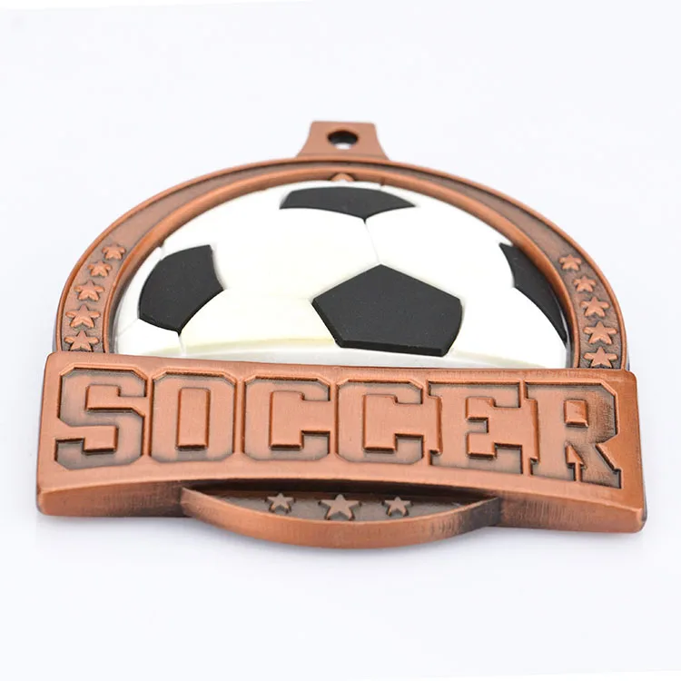 Wholesale Promotional Design Logo Football Medals Custom Sublimation Medal With Ribbon Rotate Medals
