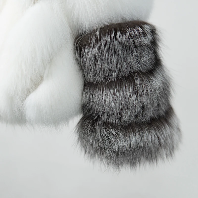 NAFA Wholesale Ladys Winter Velvet Real White Fox Fur Coat for 2024 Design