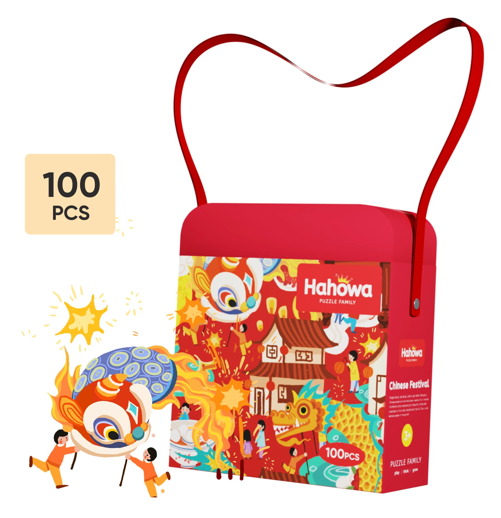 
HAHOWA 100 Pieces Chinese Festival Red Round Wholesale Printed Puzzle for Children 