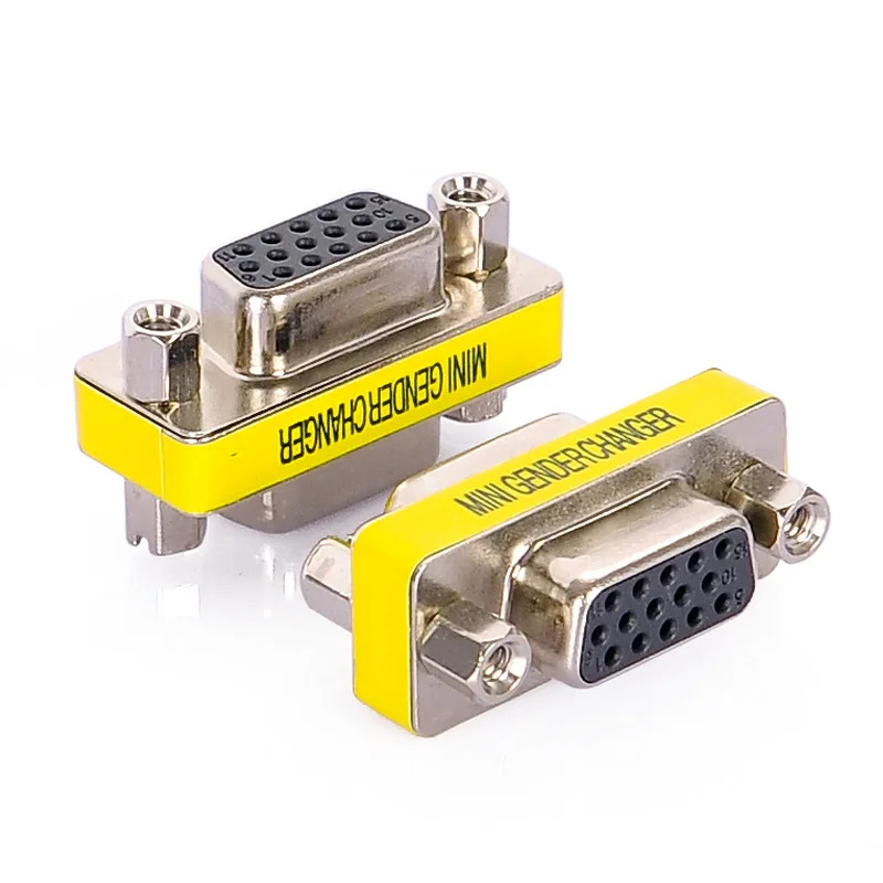 VGA HD15 15 Pin Nickel plated Connector hd15 Female to Female Adapter d-sub db 15pin Female to Female vga adapter  wholesale