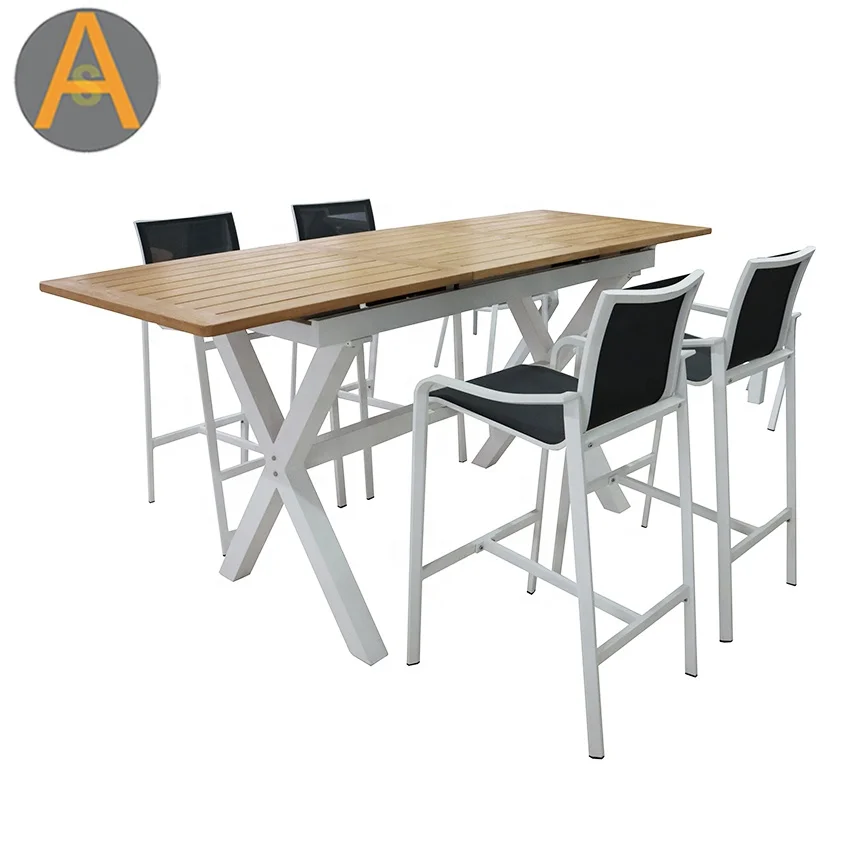 Counter Height Extension outdoor counter stool weather resistant aluminum patio bar pub table set