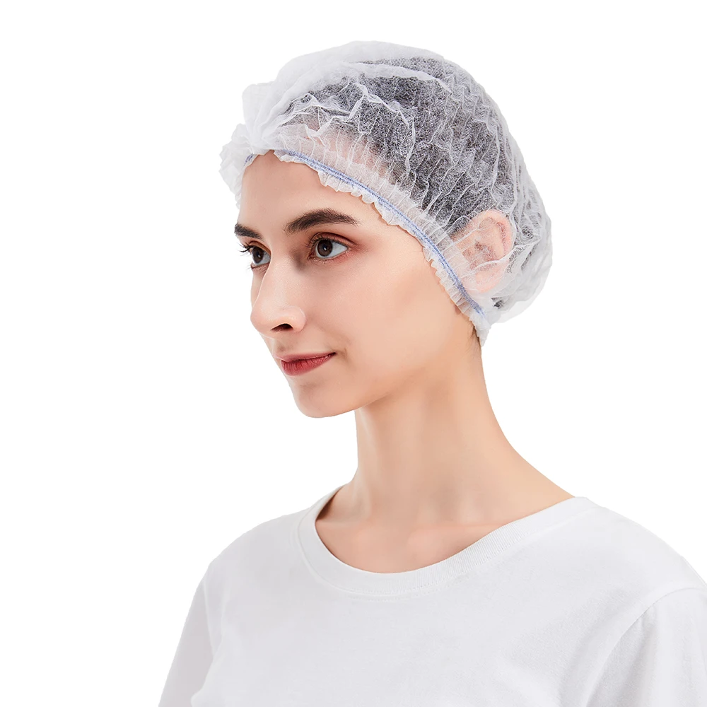 OEM Non-woven Disposable Dust Strip Cap Round Head cover / Hair Net Mob Caps