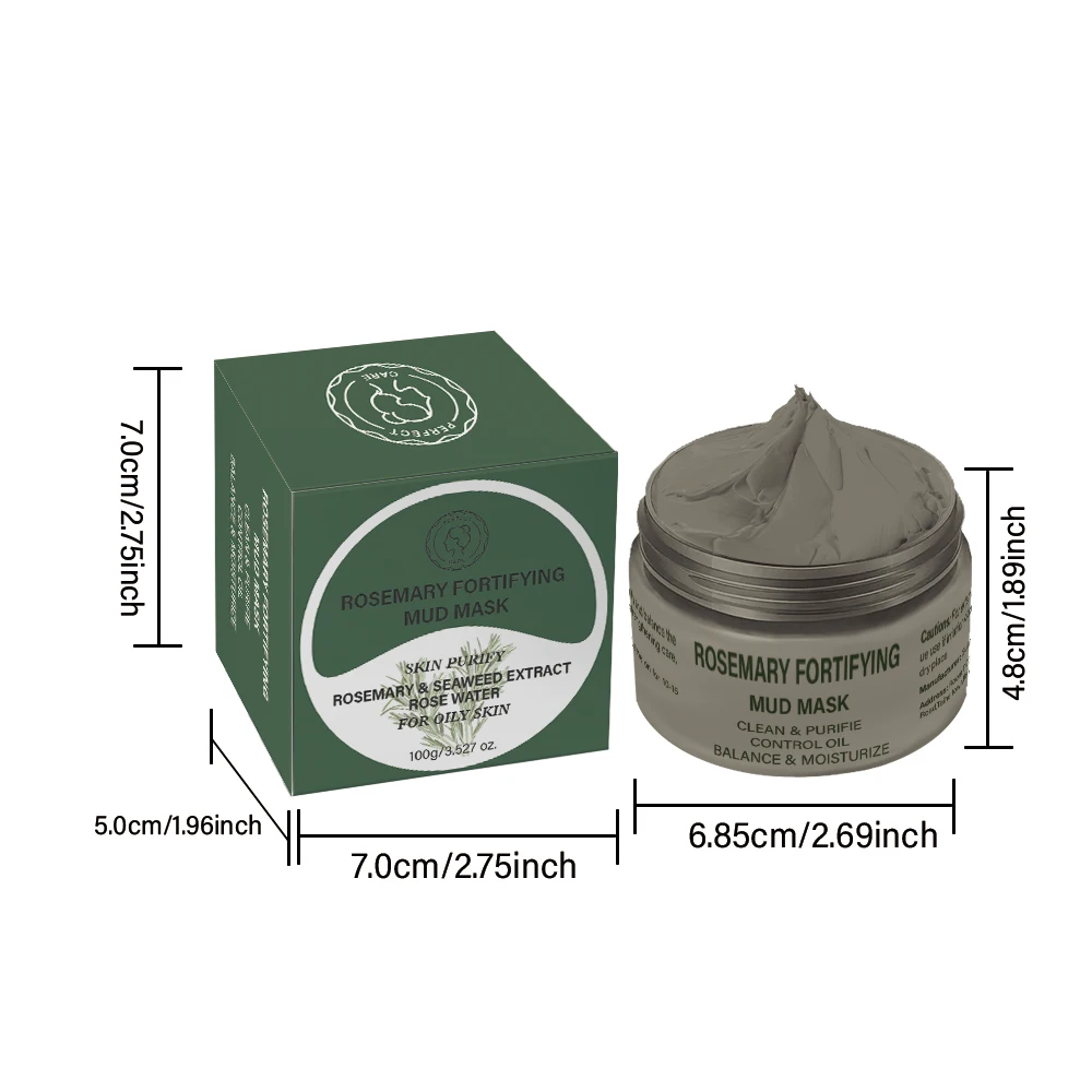 Perfectcate OEM Organic Vegan Facial Skin Care Deep Pore Cleansing Facial Acne Treatment Rosemary Dead Sea Mud Facial Clay Mask