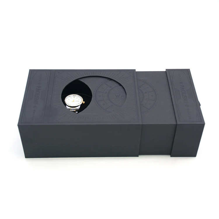 Watch case packaging latest design black pull automatic lift watch storage box