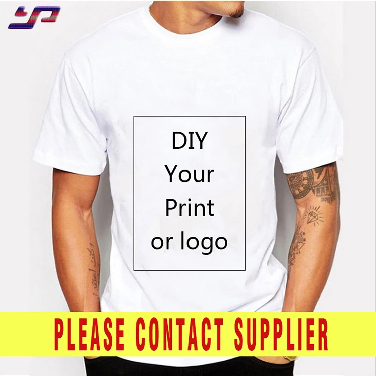 Kornit Printer 100% Cotton tee Custom printing Clear Graphic tshirt , dtg printed T-Shirt White your Logo Mens T shirts