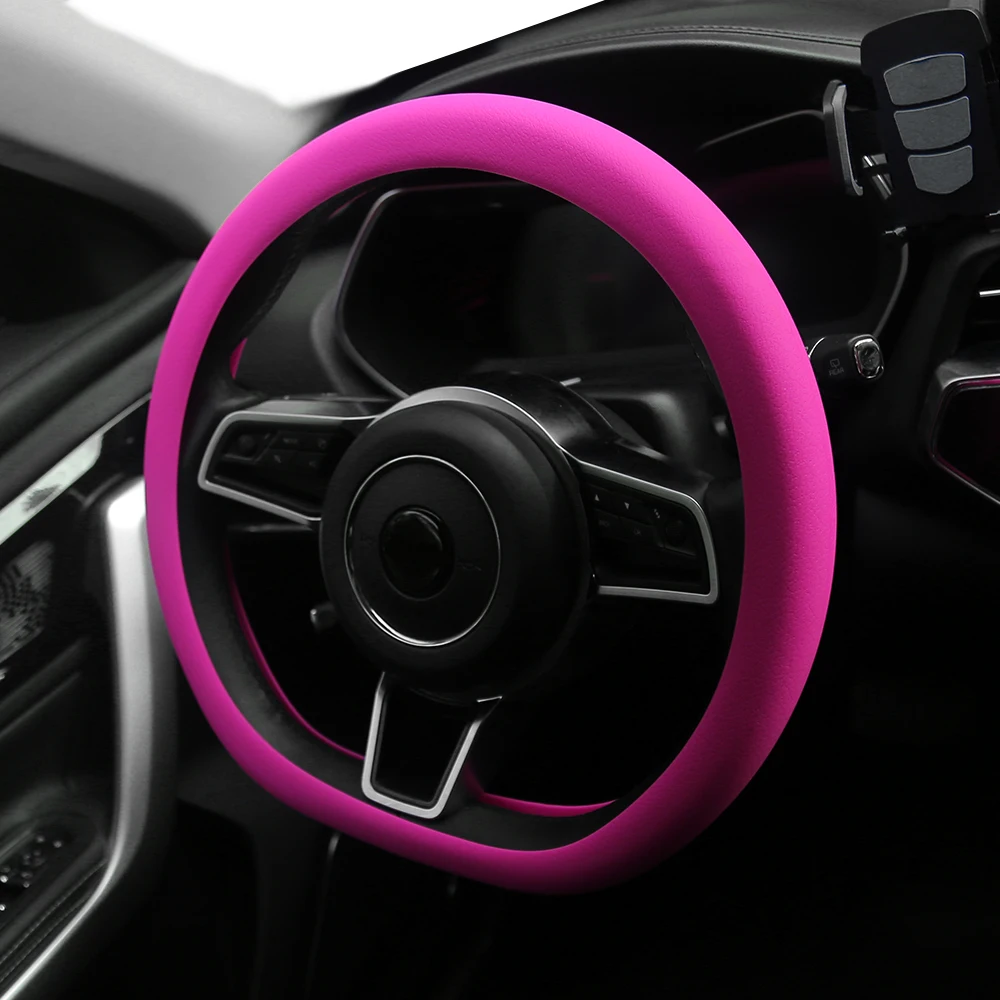 Customized Factory Outlet Soft Litchi Design Durable Car Truck Silicone Steering Wheel Cover Silica Gel Steering Wheel Cover