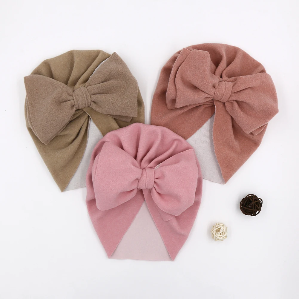 Newborn Infant Cap Toddler Baby Turban Hat Big Bow Hair Accessories For Baby Beanie Top Bow Knot Photography Props