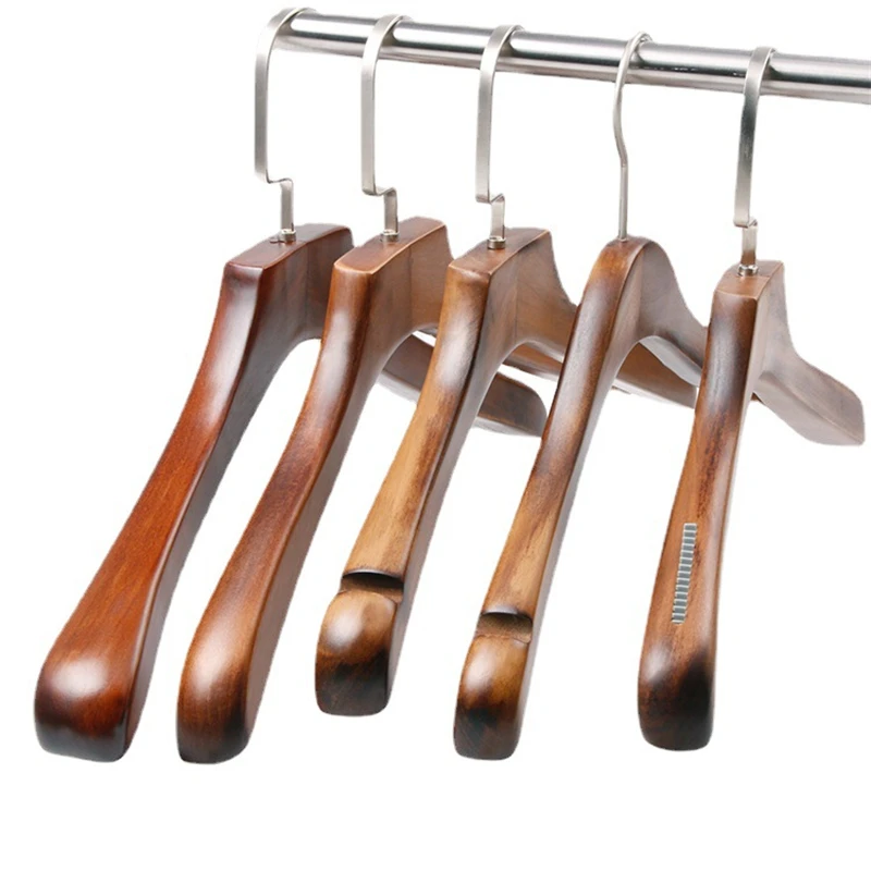 custom logo cloths clothing pants shirt solid wood hangers men suit coat luxury non slip black white wooden hangers for clothes