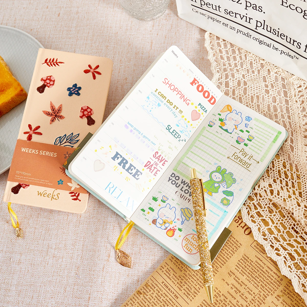 Custom Logo Hardcover Lined Ruled Paper Embroidery Journal Fabric Linen Notebook