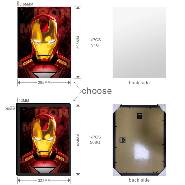 Wholesale Custom 3d motion posters superhero Marvel the avengers The Hulk spiderman Iron man lenticular flip changing posters 3d