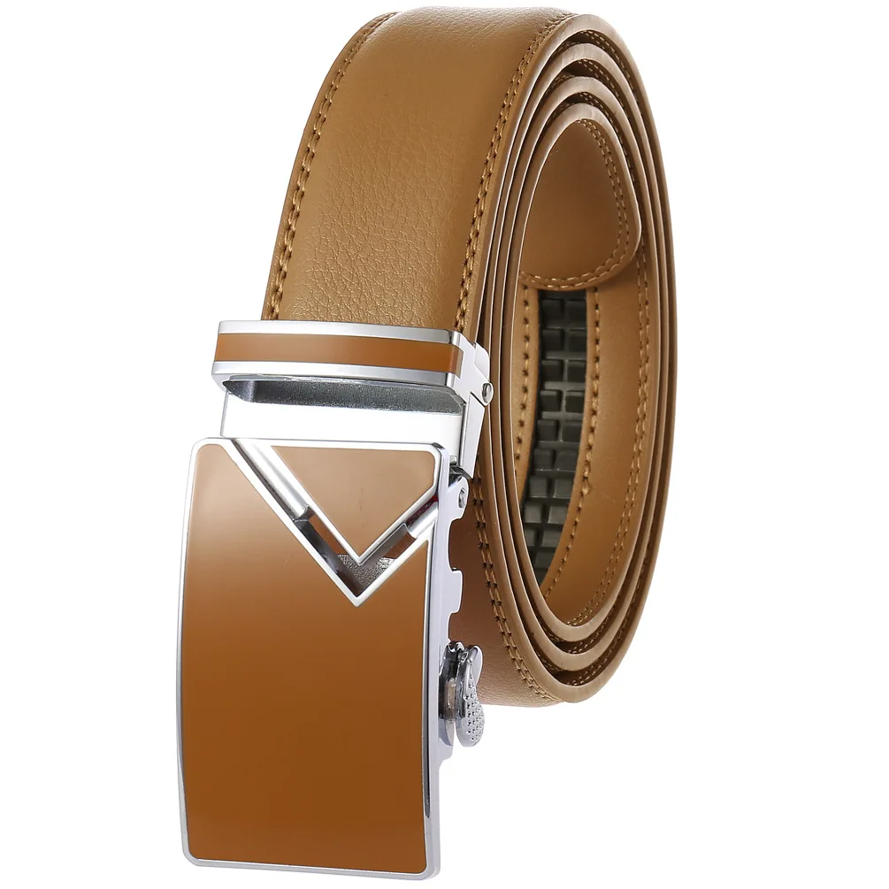 yb113 Many Color White Red Blue Cowhide Leather Ratchet Belt for Men Sport Business
