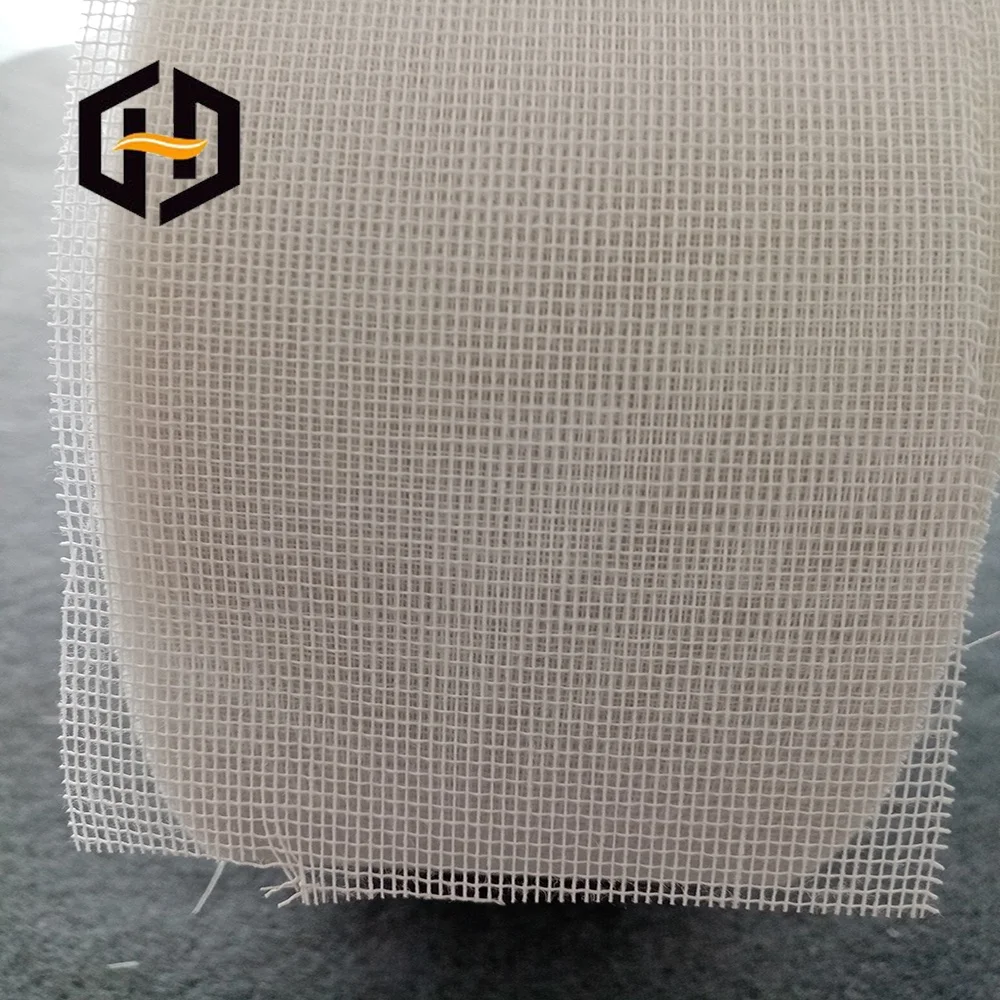 Industrial 100% polyester greige mesh backing fabric small roll packing for pipe
