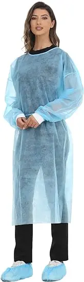 Colors Breathable Blue Coat 2 Pockets Medical Isolation Gowns Disposable  Lab Coat For Adults