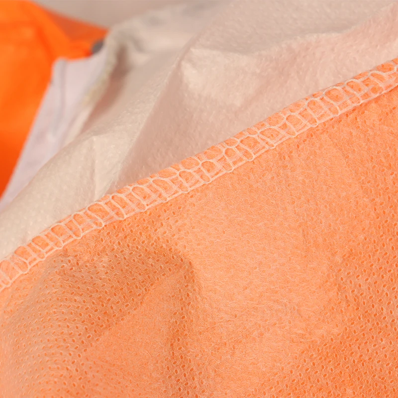 Wanli Safety Workwear EN14126 approved TYPE 56B Disposable White Orange Coverall/Workwear With Reflective Tape for wholesale