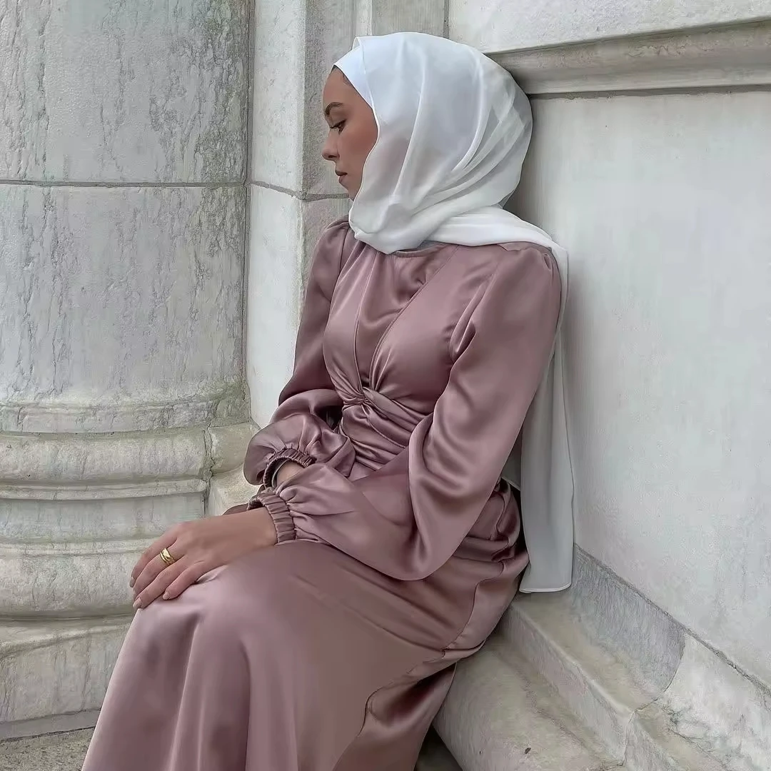 2024 Eid New Abaya Design Arab Turkish Jilbab qatar abaya designs Muslim Women Islamic Dresses Plain Color Elegant Abaya