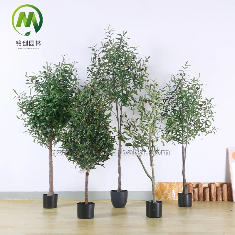 green artifical Olive tree bonsai fruits plants olive tree plants with cement pot for sale