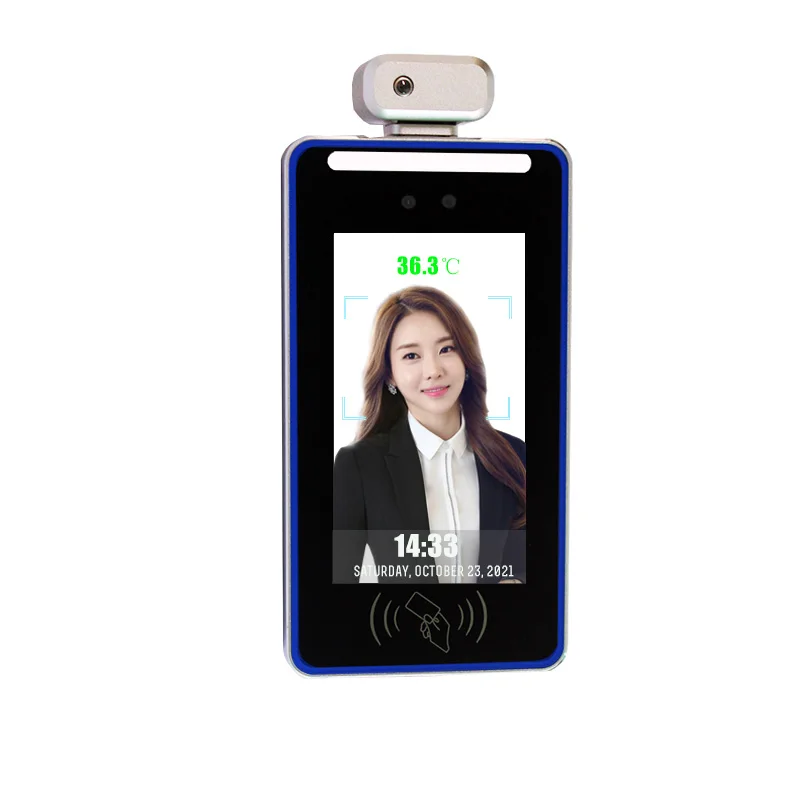 7-Inch Security contactless biometric ai body temperature screening imaging facial recogintion detection attendance device