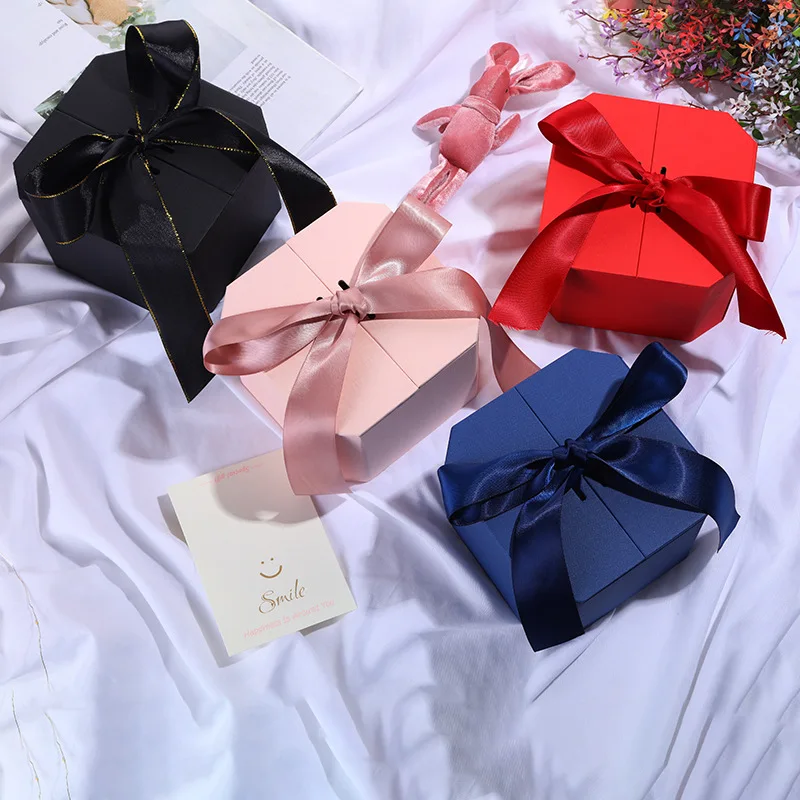 Luxury Mystery Surprise Box Gift Packaging Valentine Day Rose Empty Chocolate Perfume Flower Gift Box With Ribbon Bow Decor