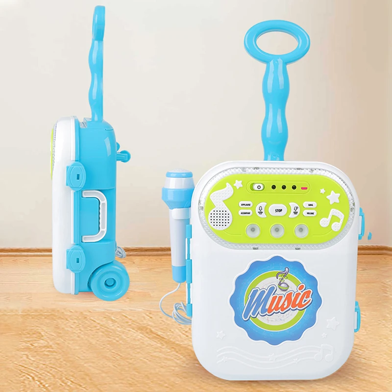 Multi-function Kids Musical Instruments Learning Toys Portable Luggage Microphone Music Toys With Light