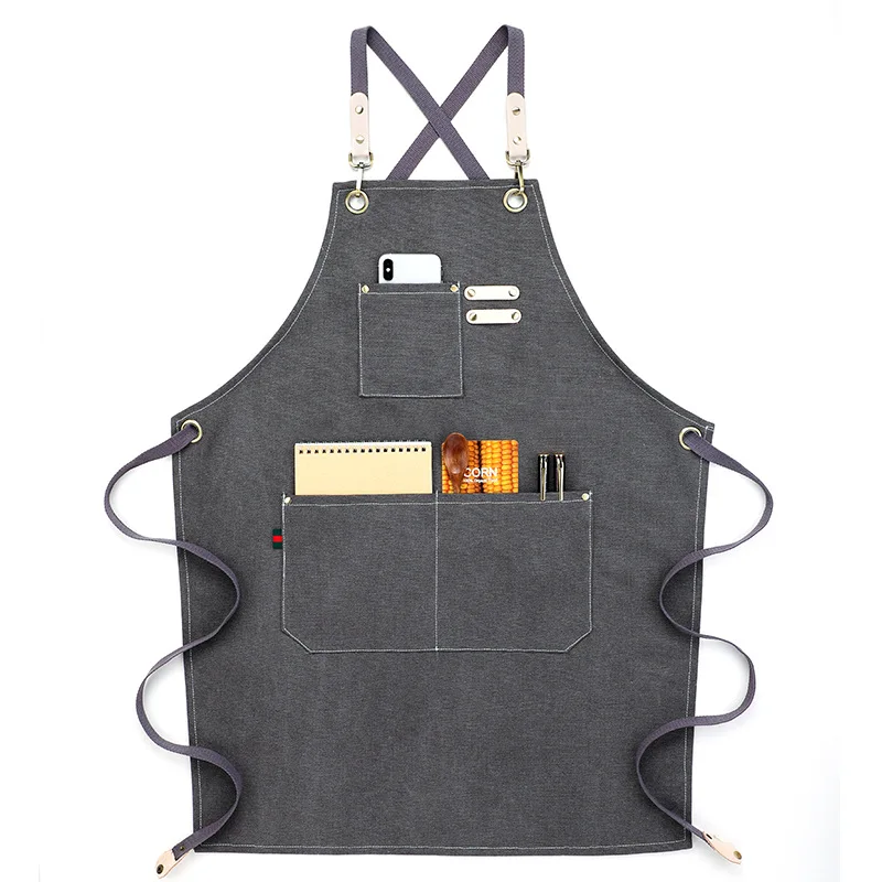 Wholesale Custom Logo Plain Cotton Polyester Waterproof Chef Cafe BBQ Food Cooking Cleaning Bib Aprons Kitchen Apron